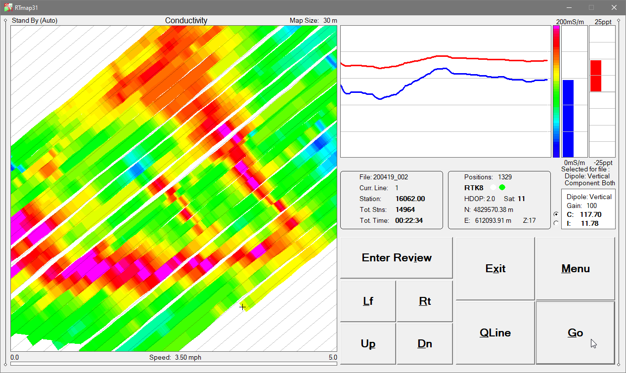 Screenshot of RTmap31 for Geonics EM31-MK2
